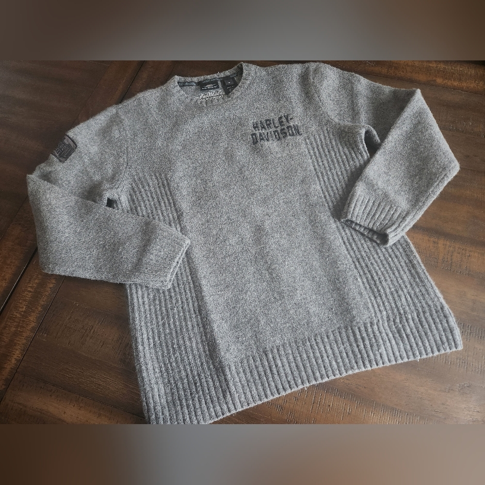 Wool Harley-Davidson Charcoal Crewneck Sweater For‎ Women Sz Med